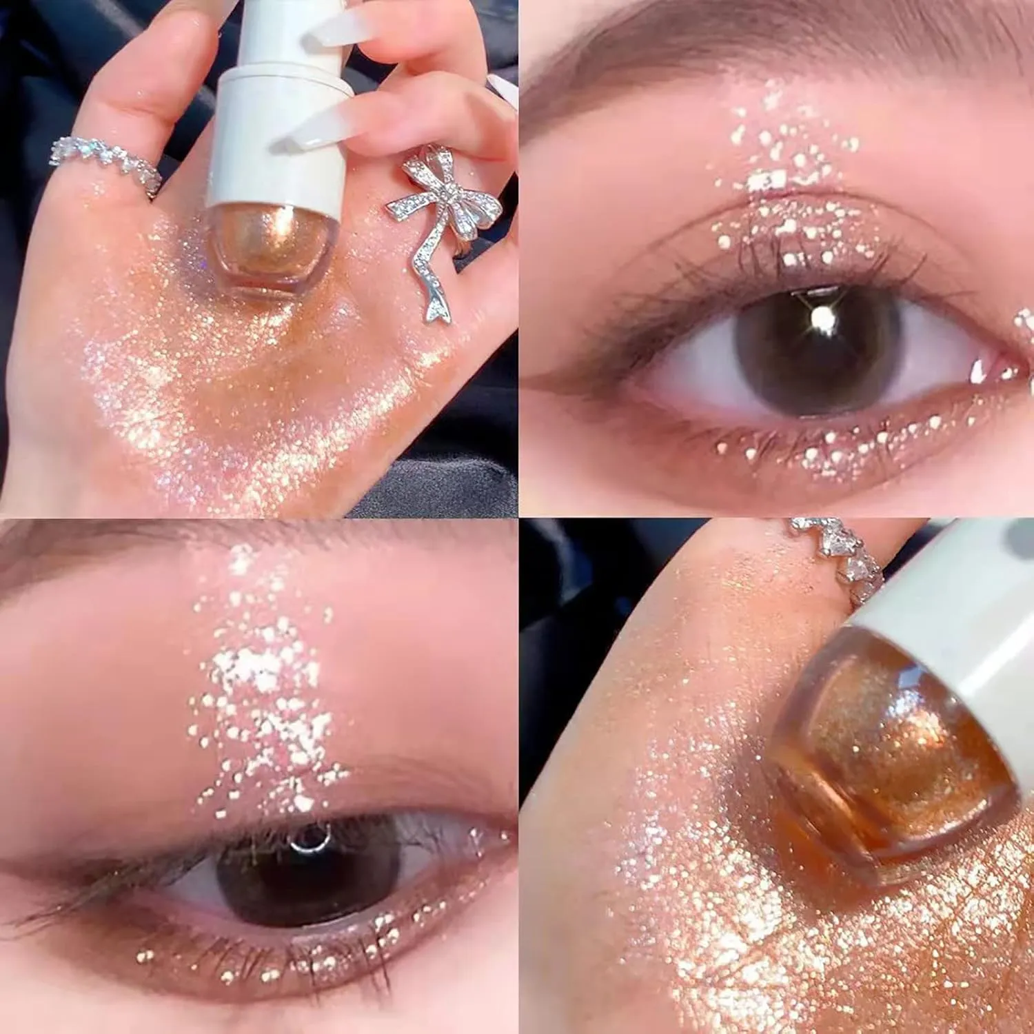 Love for Makeup Erinde Liquid Glitter Eyeshadow Eyeliner Korean Makeup Tear Drop Metallic Lightweight Water Texture Long Wearing Loose Glitter Glue For Crystals Eye Glitter Christ 10ml Bling Brush