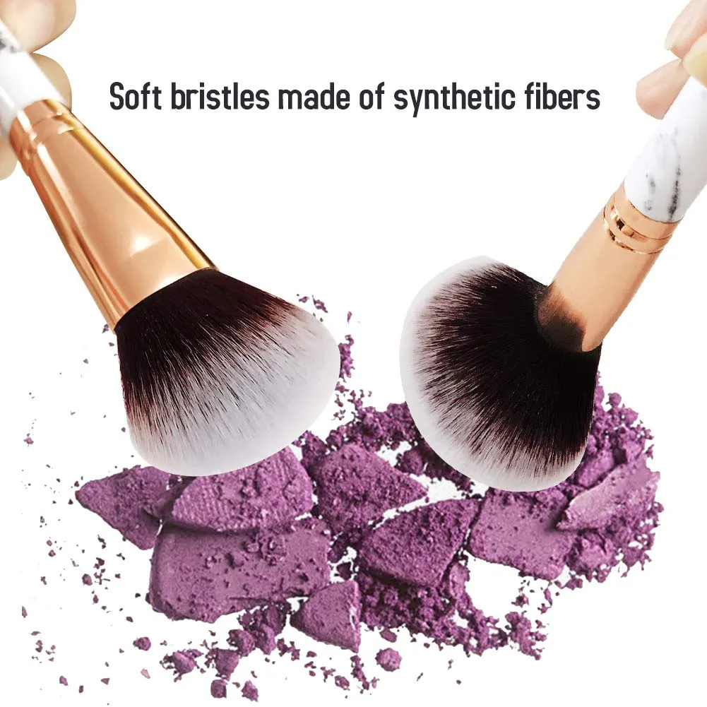 Marble-12pcs White Makeup Brush Sets with Makeup Sponge