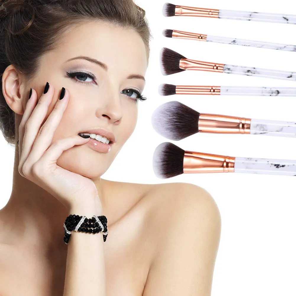 Marble-12pcs White Makeup Brush Sets with Makeup Sponge