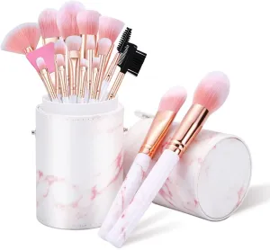 Marble-16pcs Pink Makeup Brush Sets with Bucket Box