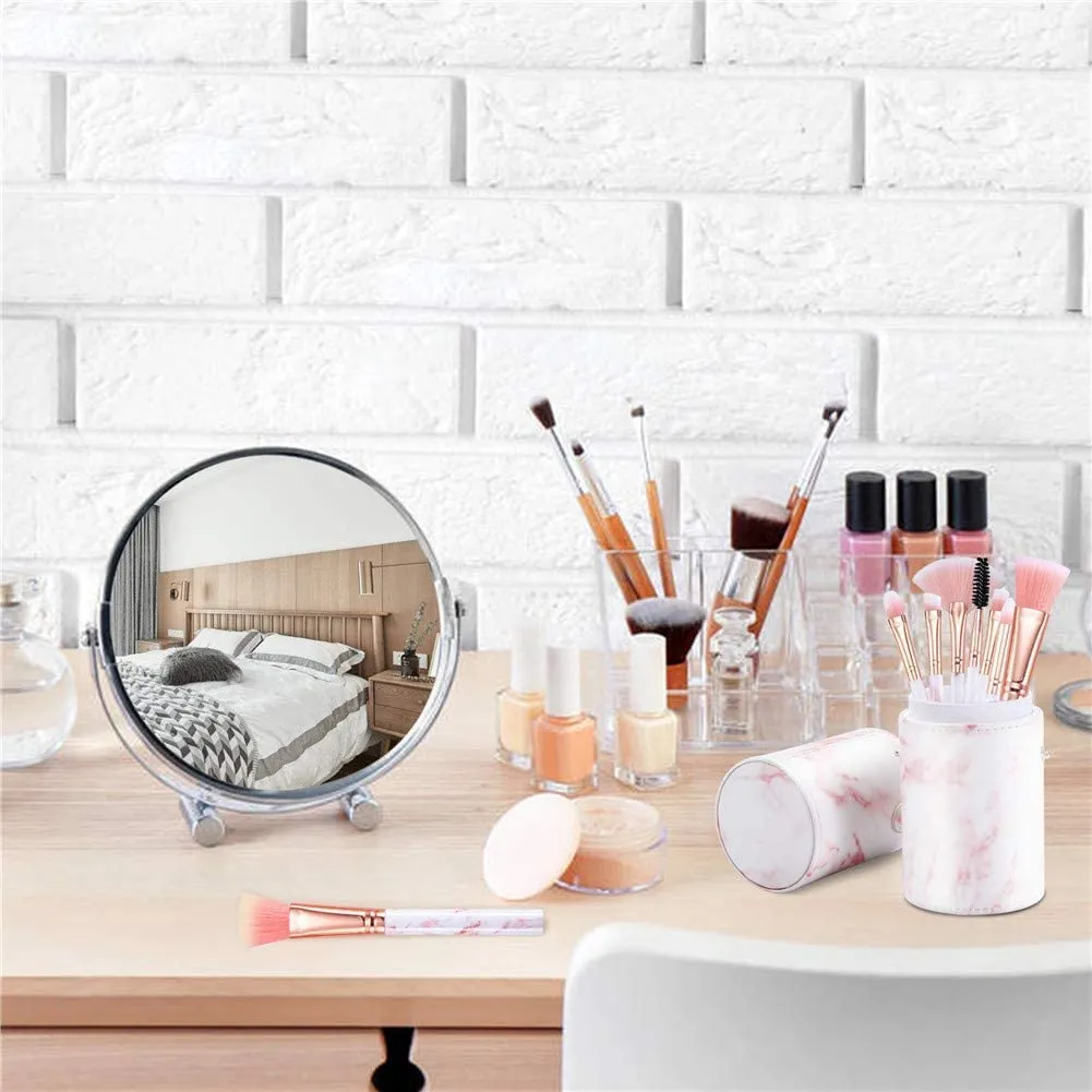 Marble-16pcs Pink Makeup Brush Sets with Bucket Box