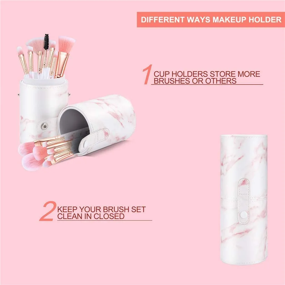 Marble-16pcs Pink Makeup Brush Sets with Bucket Box