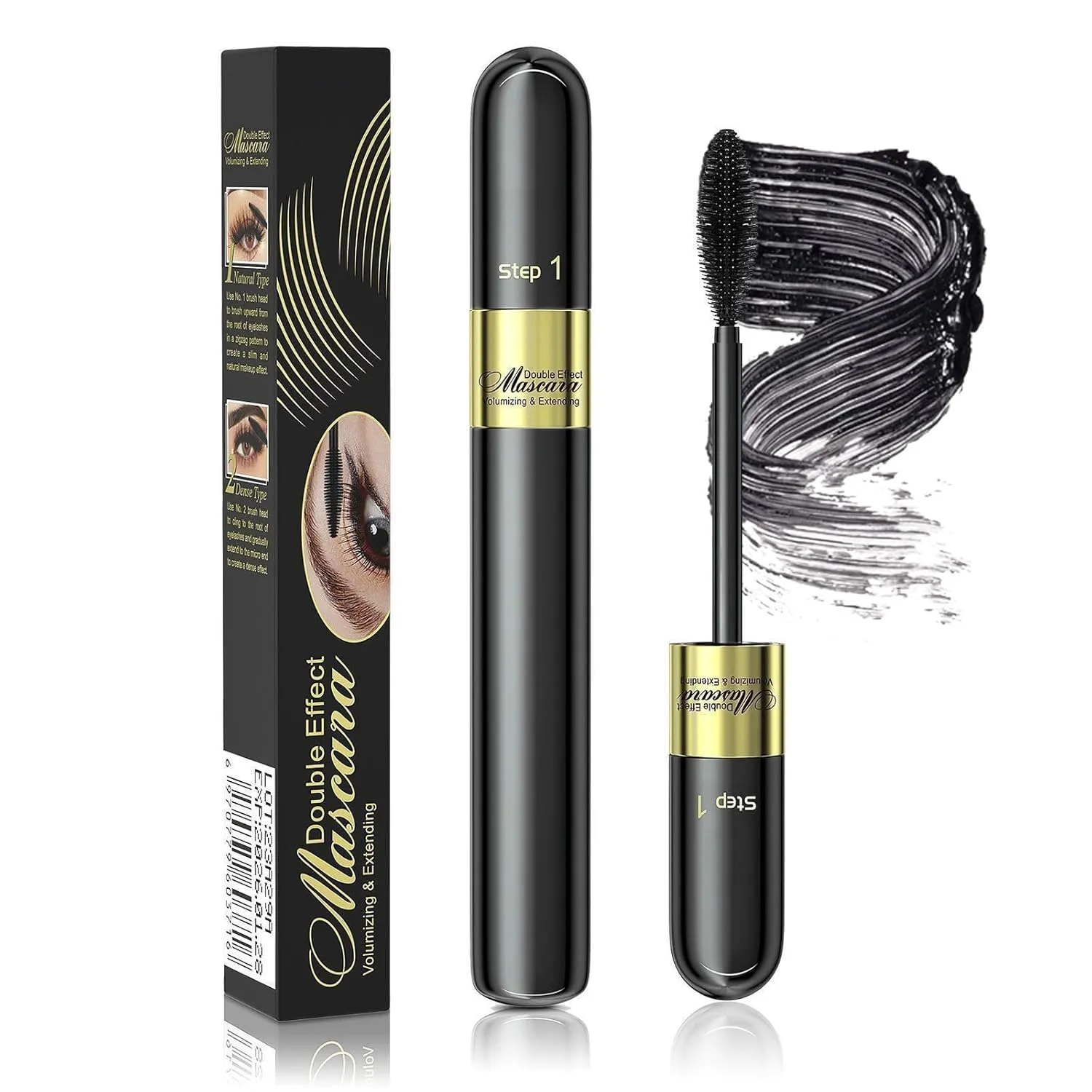 Mascara for Volume & Length, Long-Lasting Waterproof Mascara, Volumizing, Lengthening, Defining, Curling, Multiplying, Buildable Formula, Blackest Black