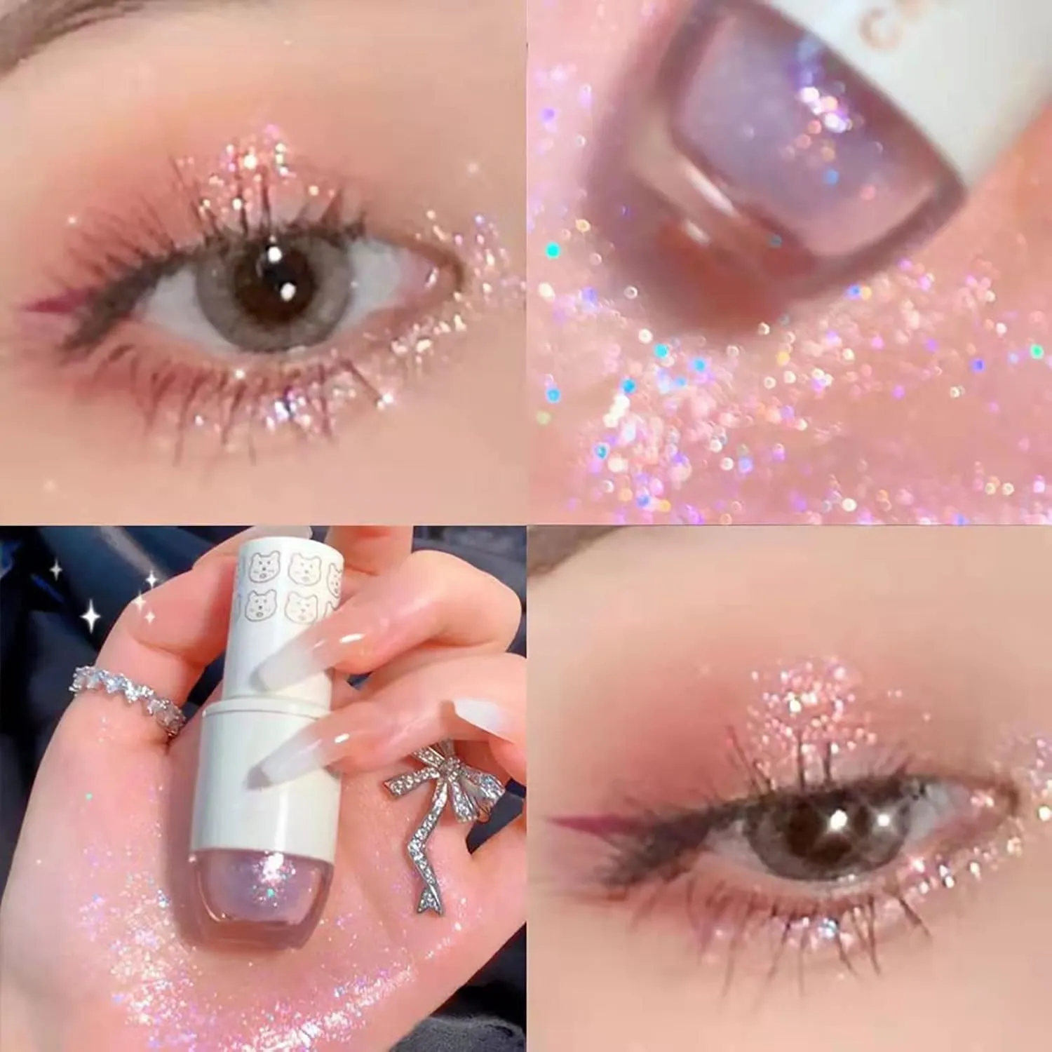 Mauve Eye Brightener Stick Erinde Liquid Glitter Eyeshadow Eyeliner Korean Makeup Tear Drop Metallic Lightweight Water Texture Long Wearing Loose Glitter Glue For Crystals Eye Glitter Two Faced Woman