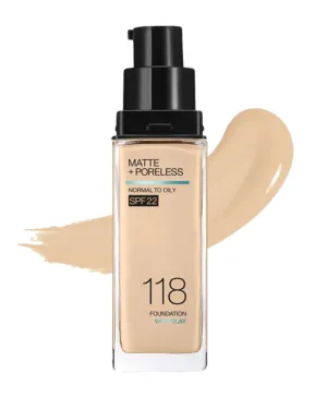 Maybelline Fit Me Matte   Poreless Liquid Foundation, SPF 22 - 118 Light Beige