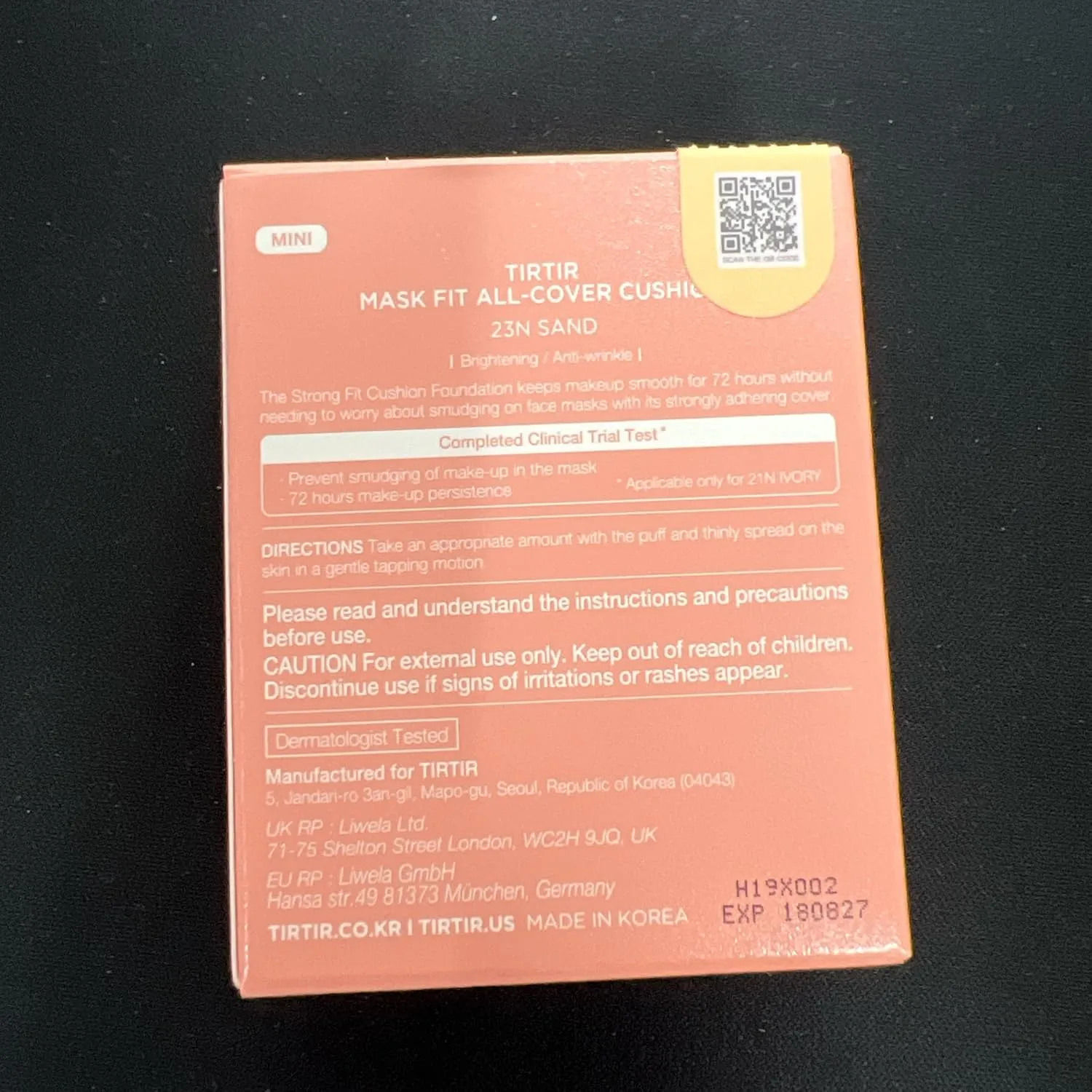 [*Mini Size*] TIRTIR All Cover Pink Cushion | Korean Cushion Foundation, (#23N Sand, 0.15 Fl Oz)