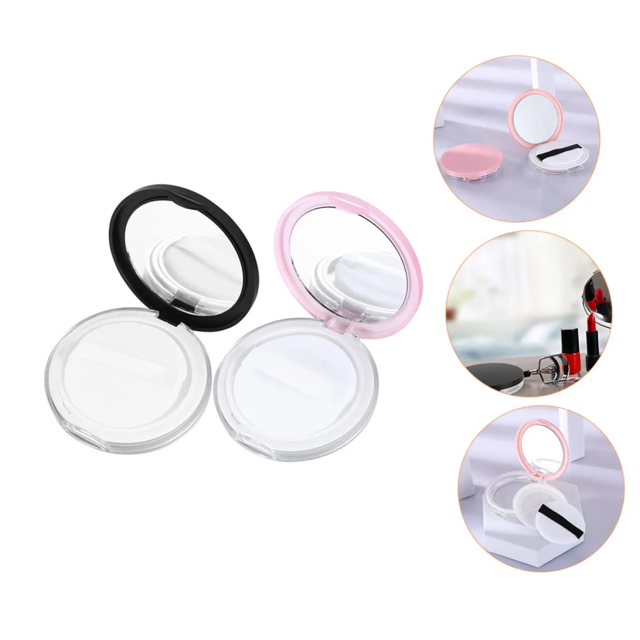 Mipcase Cosmetic Storage Case 2 Sets Loose Powder Puff Boxes Makeup Sponge Holder Portable Makeup Blender Cases Powder Puff Holders for Beauty Sponge