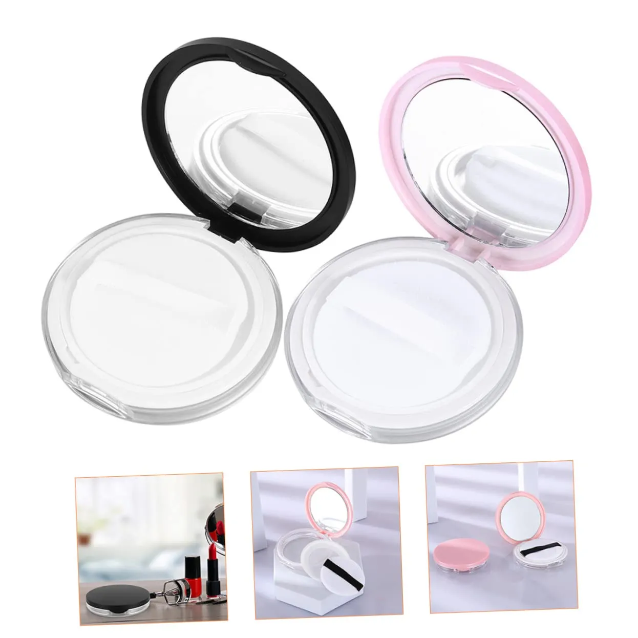 Mipcase Cosmetic Storage Case 2 Sets Loose Powder Puff Boxes Makeup Sponge Holder Portable Makeup Blender Cases Powder Puff Holders for Beauty Sponge