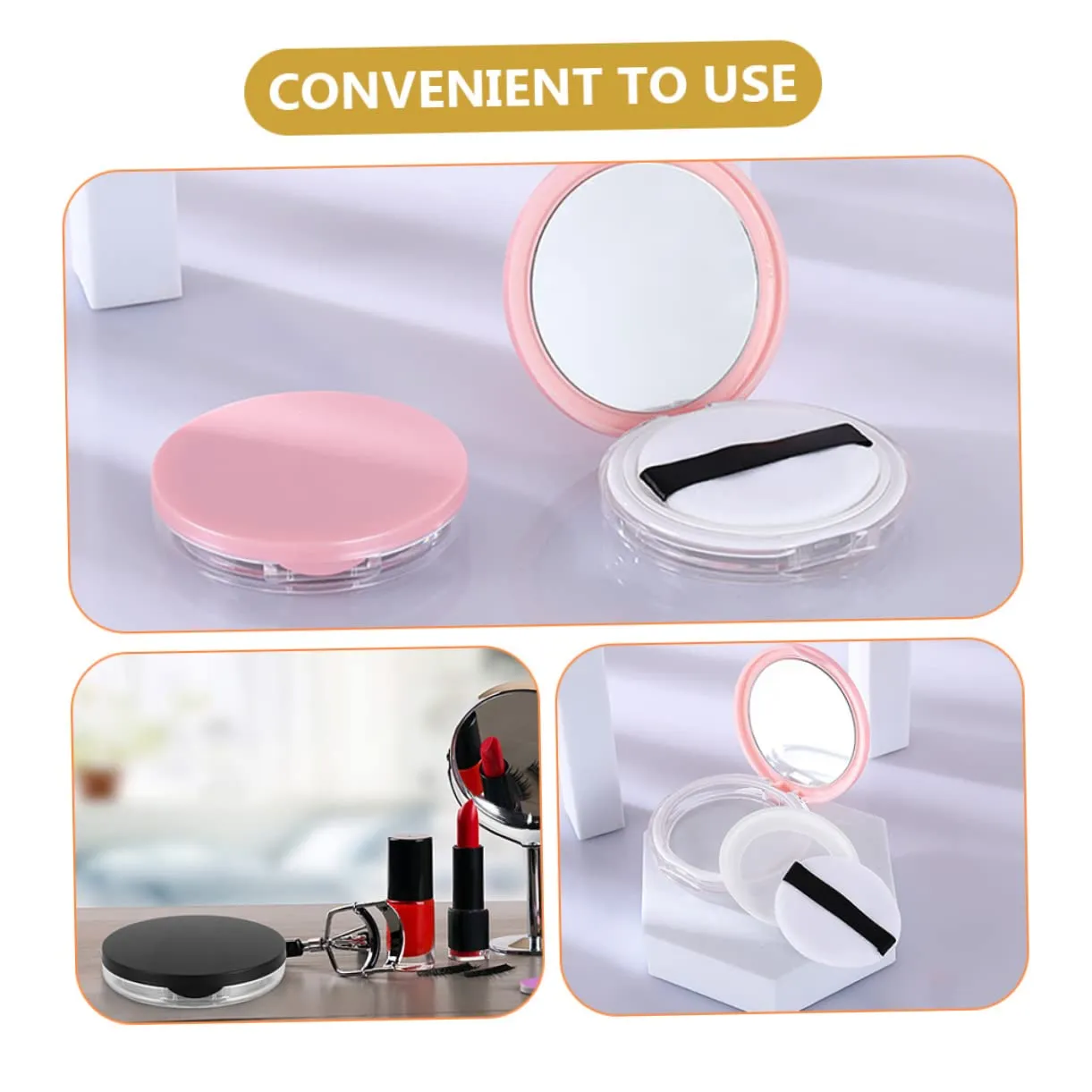 Mipcase Cosmetic Storage Case 2 Sets Loose Powder Puff Boxes Makeup Sponge Holder Portable Makeup Blender Cases Powder Puff Holders for Beauty Sponge