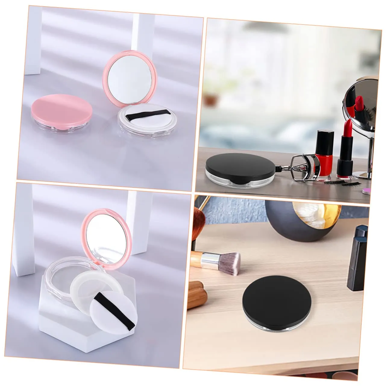 Mipcase Cosmetic Storage Case 2 Sets Loose Powder Puff Boxes Makeup Sponge Holder Portable Makeup Blender Cases Powder Puff Holders for Beauty Sponge
