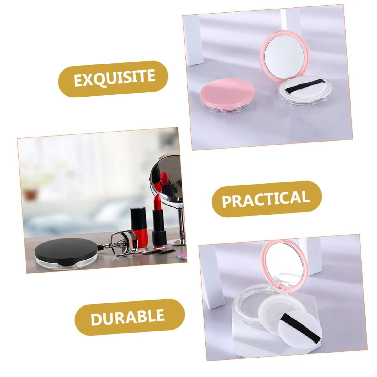 Mipcase Cosmetic Storage Case 2 Sets Loose Powder Puff Boxes Makeup Sponge Holder Portable Makeup Blender Cases Powder Puff Holders for Beauty Sponge