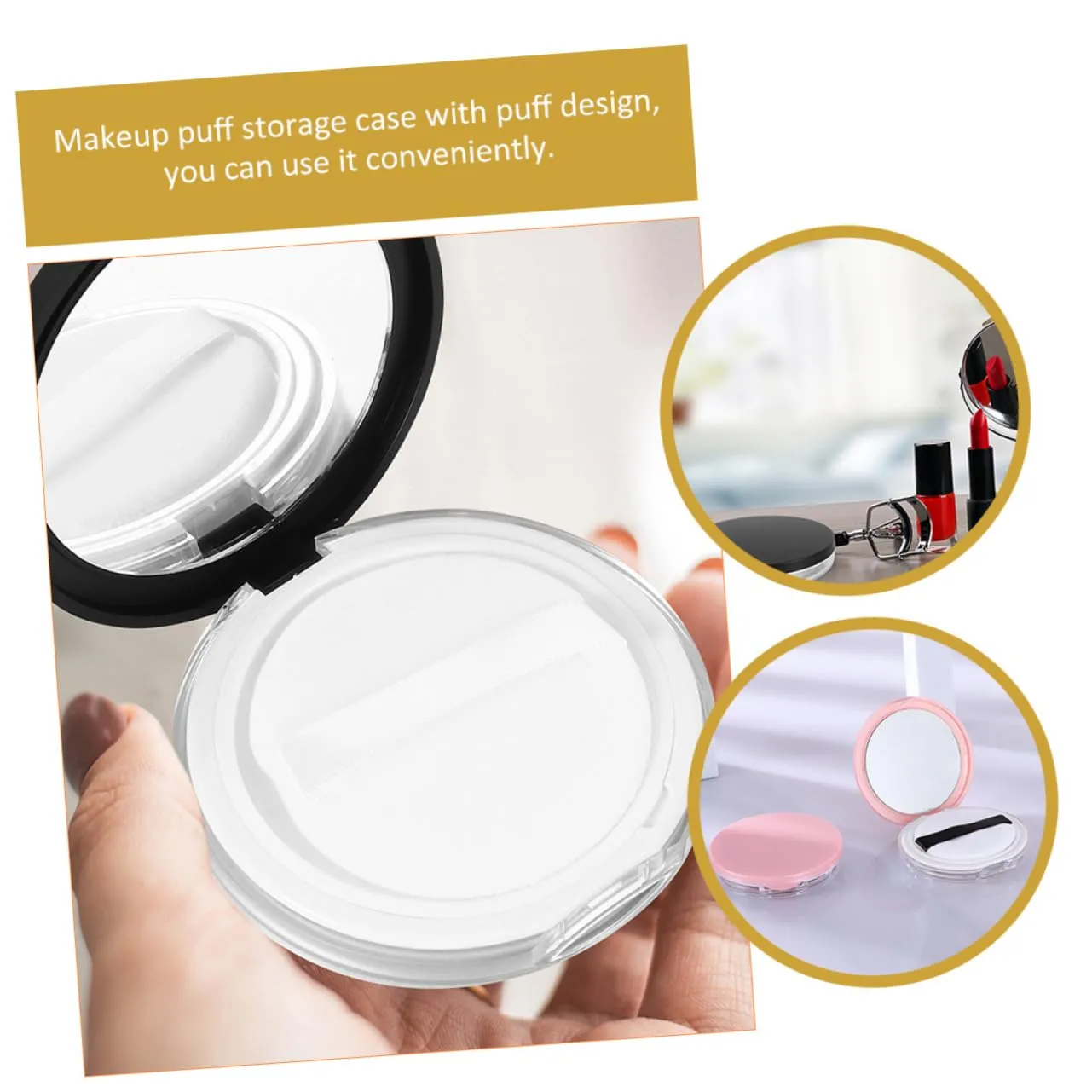 Mipcase Cosmetic Storage Case 2 Sets Loose Powder Puff Boxes Makeup Sponge Holder Portable Makeup Blender Cases Powder Puff Holders for Beauty Sponge