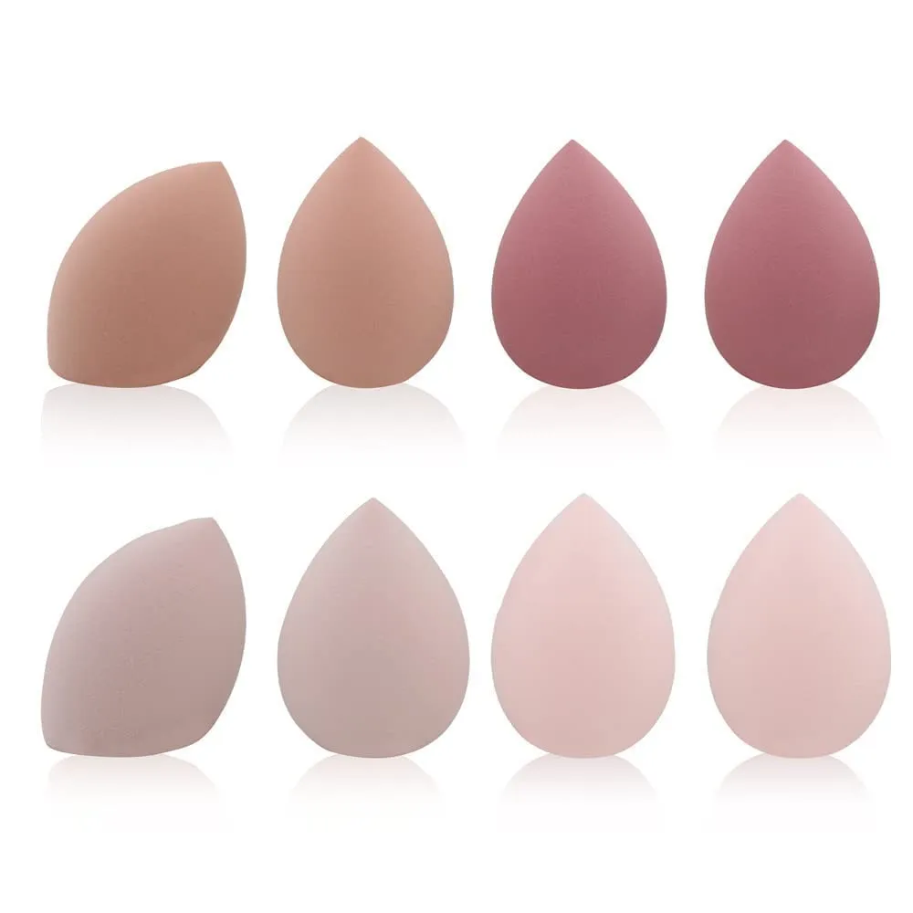 Miss Lil USA Makeup Sponge Blender Multicolor Set - Non Latex, Soft, Professional Beauty Sponge Foundation Blending Blender with Egg Case, Flawless for Cream, Powder and Liquid (8PCS, Pink, Nude)