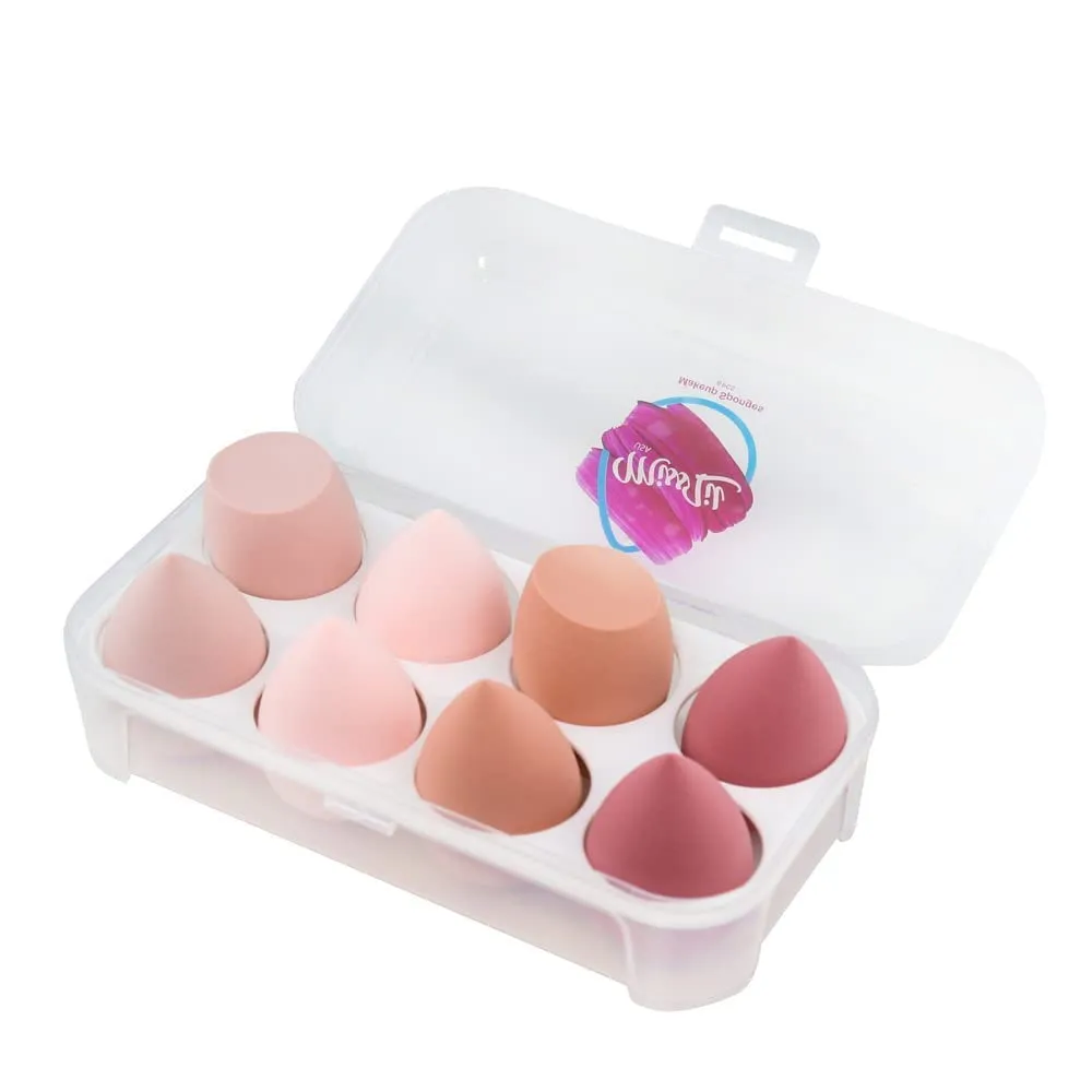 Miss Lil USA Makeup Sponge Blender Multicolor Set - Non Latex, Soft, Professional Beauty Sponge Foundation Blending Blender with Egg Case, Flawless for Cream, Powder and Liquid (8PCS, Pink, Nude)