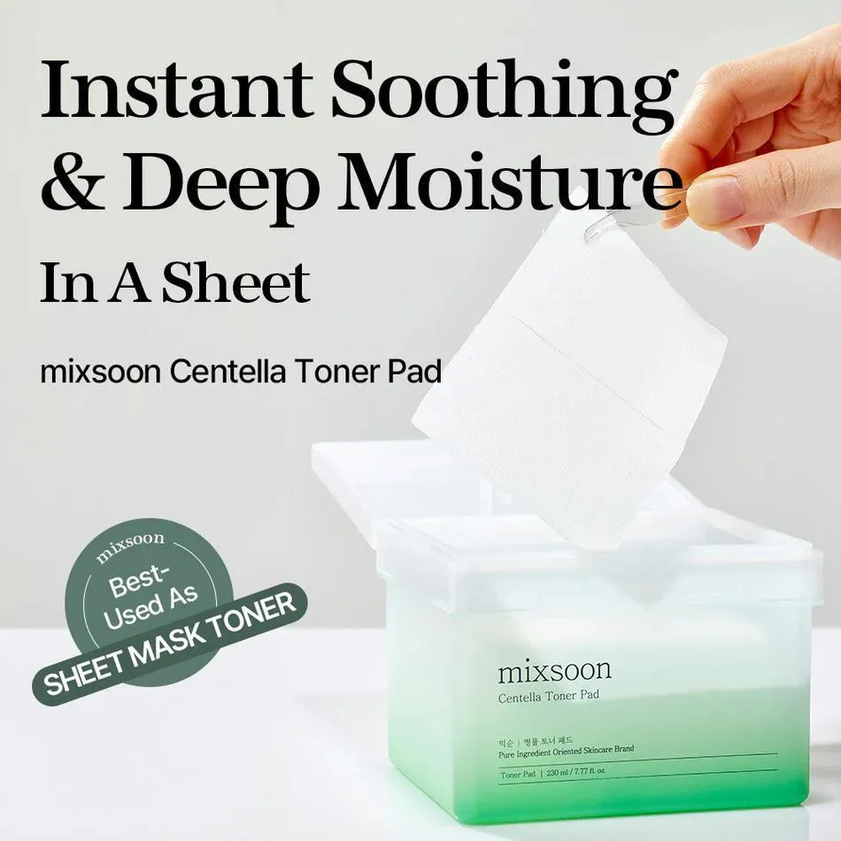 Mixsoon Centella Asiatica Toner Pad 韩国大豆积雪草爽肤水棉片 120 Sheets 230mL