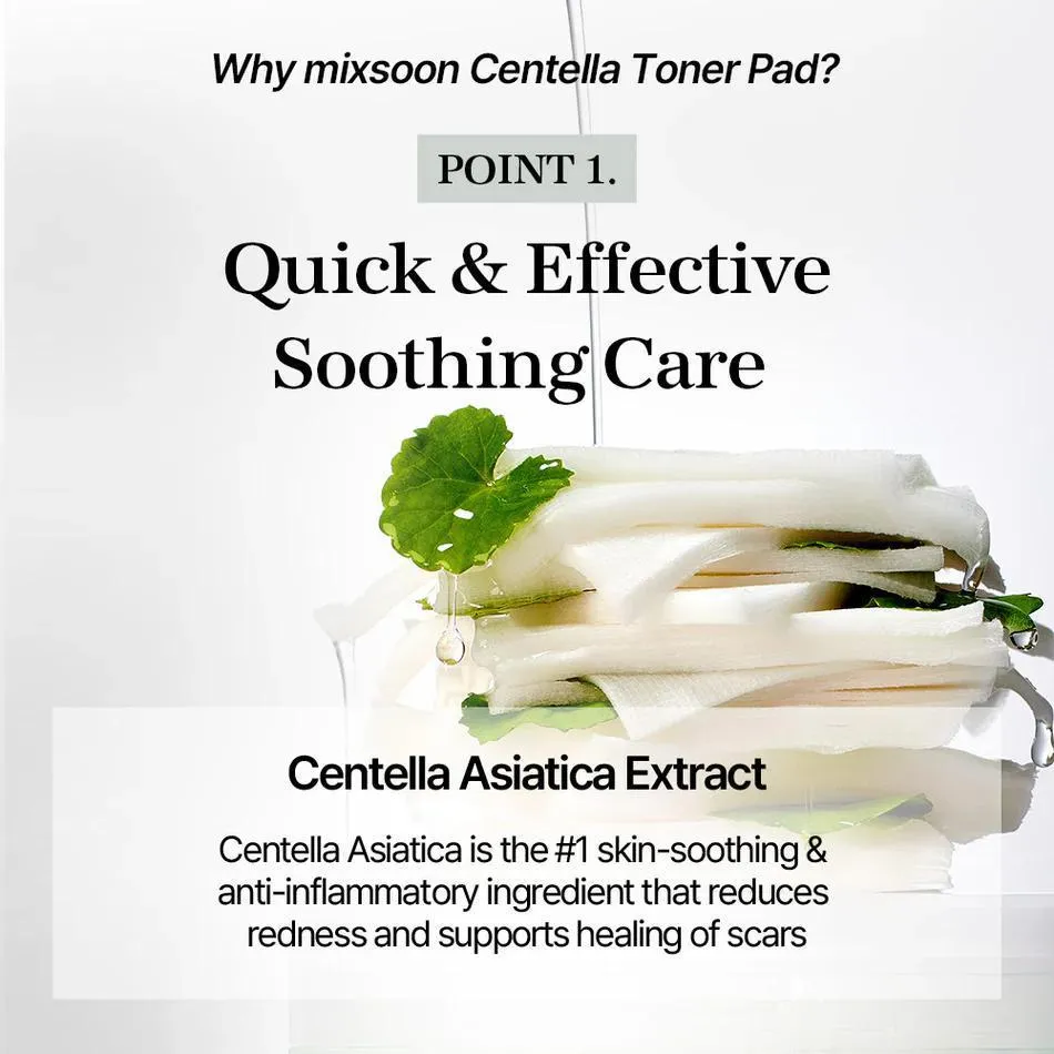 Mixsoon Centella Asiatica Toner Pad 韩国大豆积雪草爽肤水棉片 120 Sheets 230mL