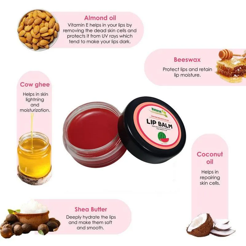 Natural Health and Herbal products Red Water-Melon Lip Balm: Flavorful Protection for Your Lips SPF Protection 12 Hrs Miniaturization, Long Lasting, Romantic, Kissable, Smooth Enriched, LipCare- 8g