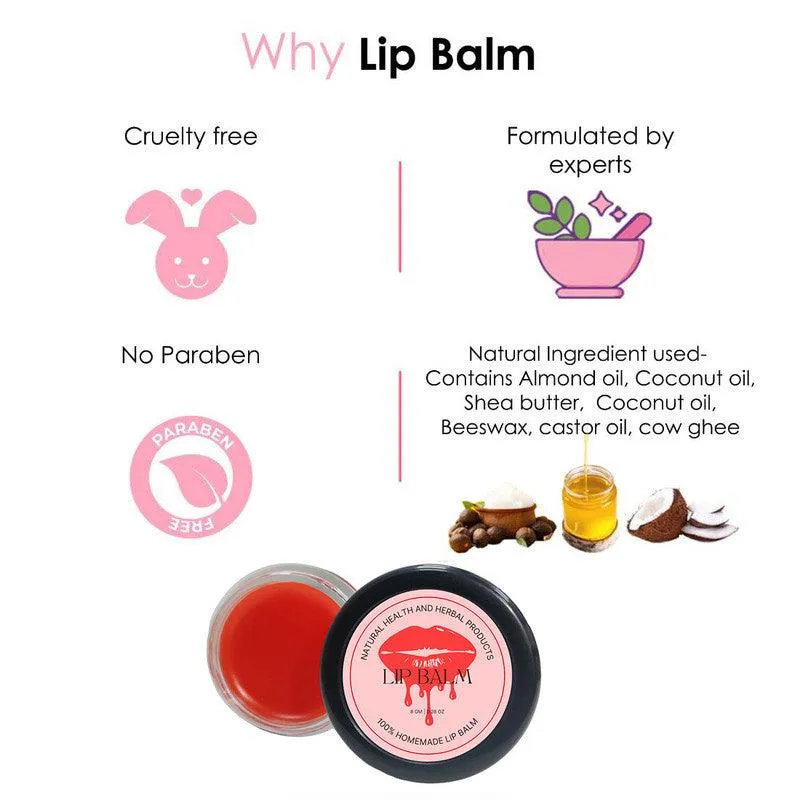 Natural Health and Herbal products Water-Melon Infusion Lip Therapy: Moisturize and Shine Naturally Moisturization 12 Hrs Miniaturization, Long Lasting, Romantic, Kissable, Smooth Enriched, Care- 8g