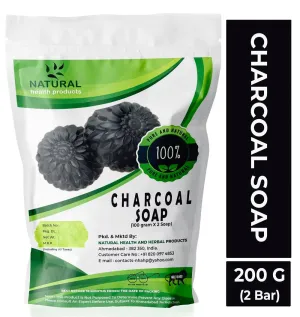 Natural Health Products Handmade Activated Charcoal Deo Bath Soap for Deep Clean for Oil-free Skin Body Wash and Anti-pollution Effect For all Types of Skin – Men & Women, 100g (Pack of 2) | Made in India