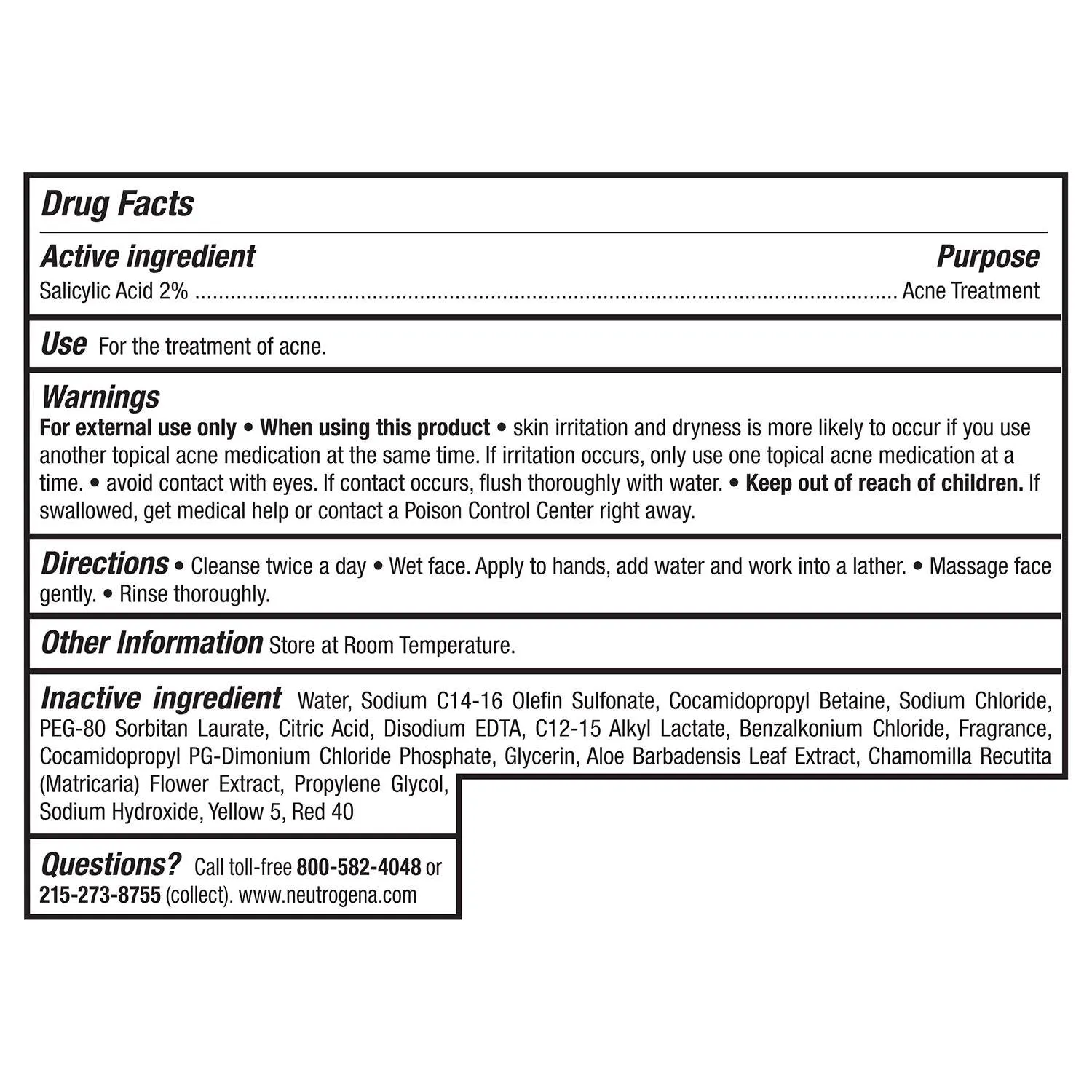 Neutrogena Oil-Free Acne Face Wash, 9.1 fl. oz., 2 pk.