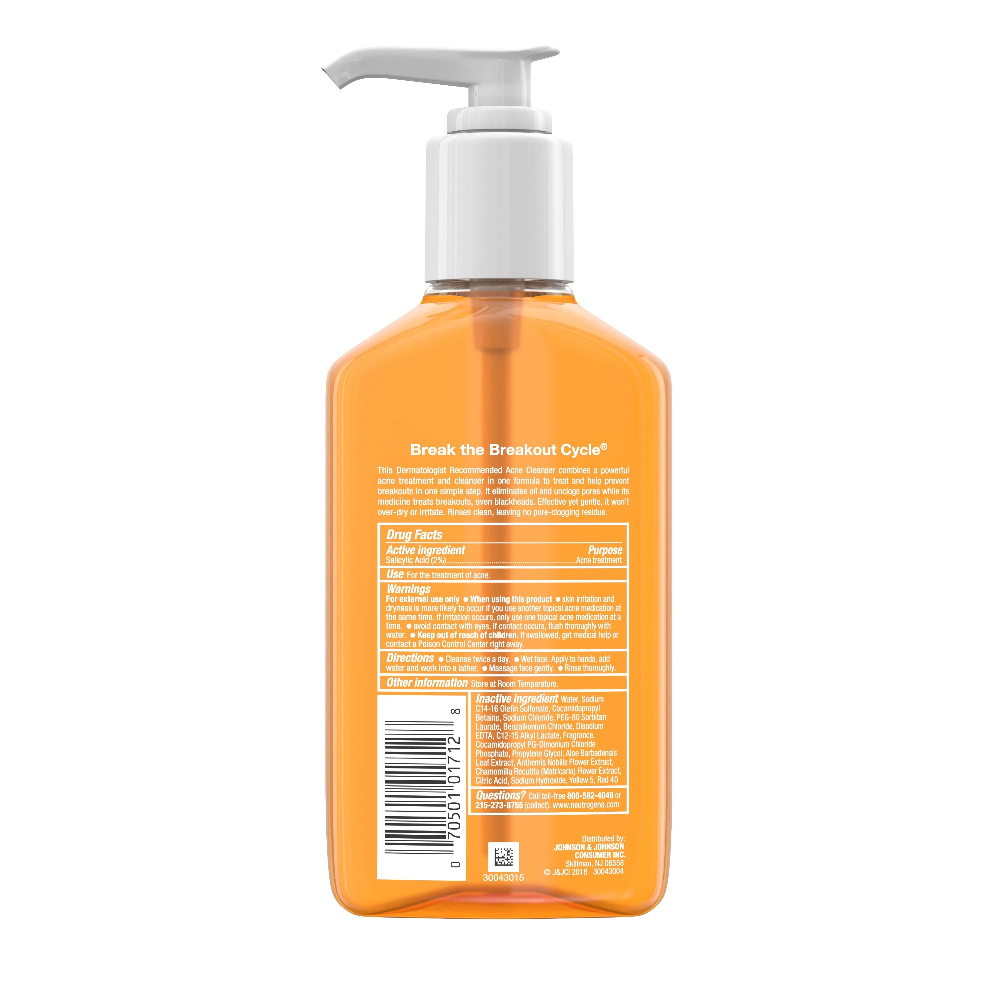 Neutrogena Oil-Free Acne Liquid Facial Cleanser, Oily Skin, Clarifying, 9.1 fl oz