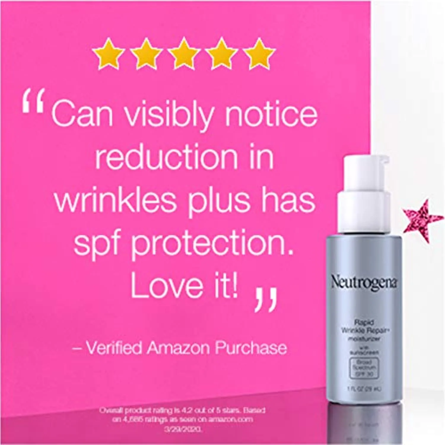 Neutrogena Rapid Wrinkle Repair Retinol Anti-Wrinkle Moisturizer with SPF 30 Sunscreen, Daily Anti-Wrinkle Face & Neck Retinol Cream with Hyaluronic Acid & Retinol, Paraben-Free, 1 fl. oz
