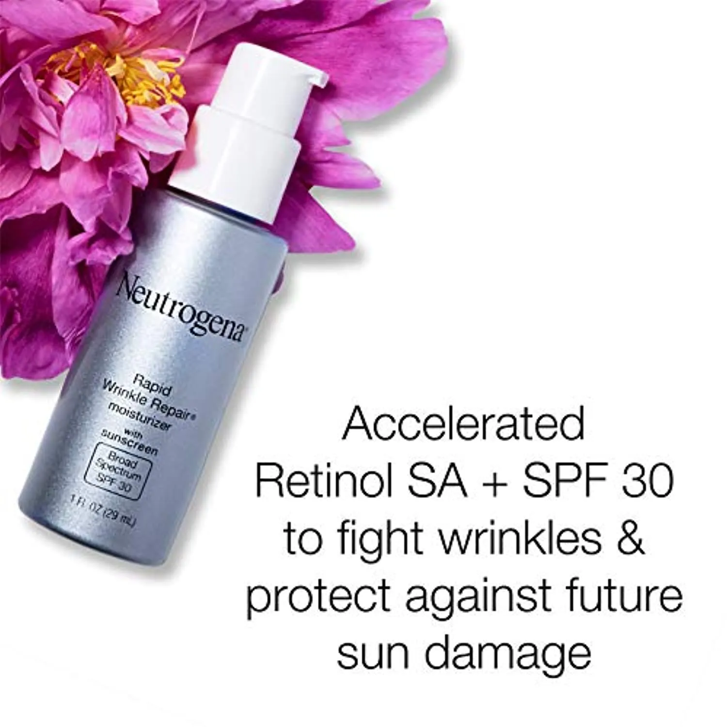 Neutrogena Rapid Wrinkle Repair Retinol Anti-Wrinkle Moisturizer with SPF 30 Sunscreen, Daily Anti-Wrinkle Face & Neck Retinol Cream with Hyaluronic Acid & Retinol, Paraben-Free, 1 fl. oz