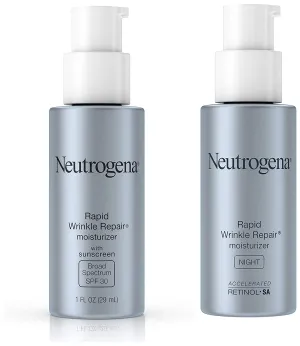Neutrogena Rapid Wrinkle Repair Retinol Anti-Wrinkle Moisturizer with SPF 30 Sunscreen, Daily Anti-Wrinkle Face & Neck Retinol Cream with Hyaluronic Acid & Retinol, Paraben-Free, 1 fl. oz