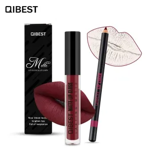 New Pro Fashion Lip Gloss Beauty Waterproof Matte Liquid Lipstick Long Lasting Lip Gloss Lipstick With Lip Liner Pen Set