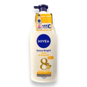 Nivea Extra Bright  -  “FIRM & SMOOTH “with Q10 - 8 Super Food 40X Vitamin C - 550 ML ( yellow )