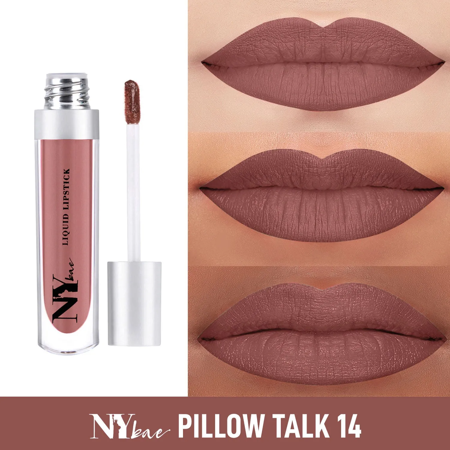 NY Bae Confessions of a Lip-a-holic Liquid Lipstick | Primer   Matte | Nude Mauve | Long Lasting- Pillow Talk 14 (4.5 ml)