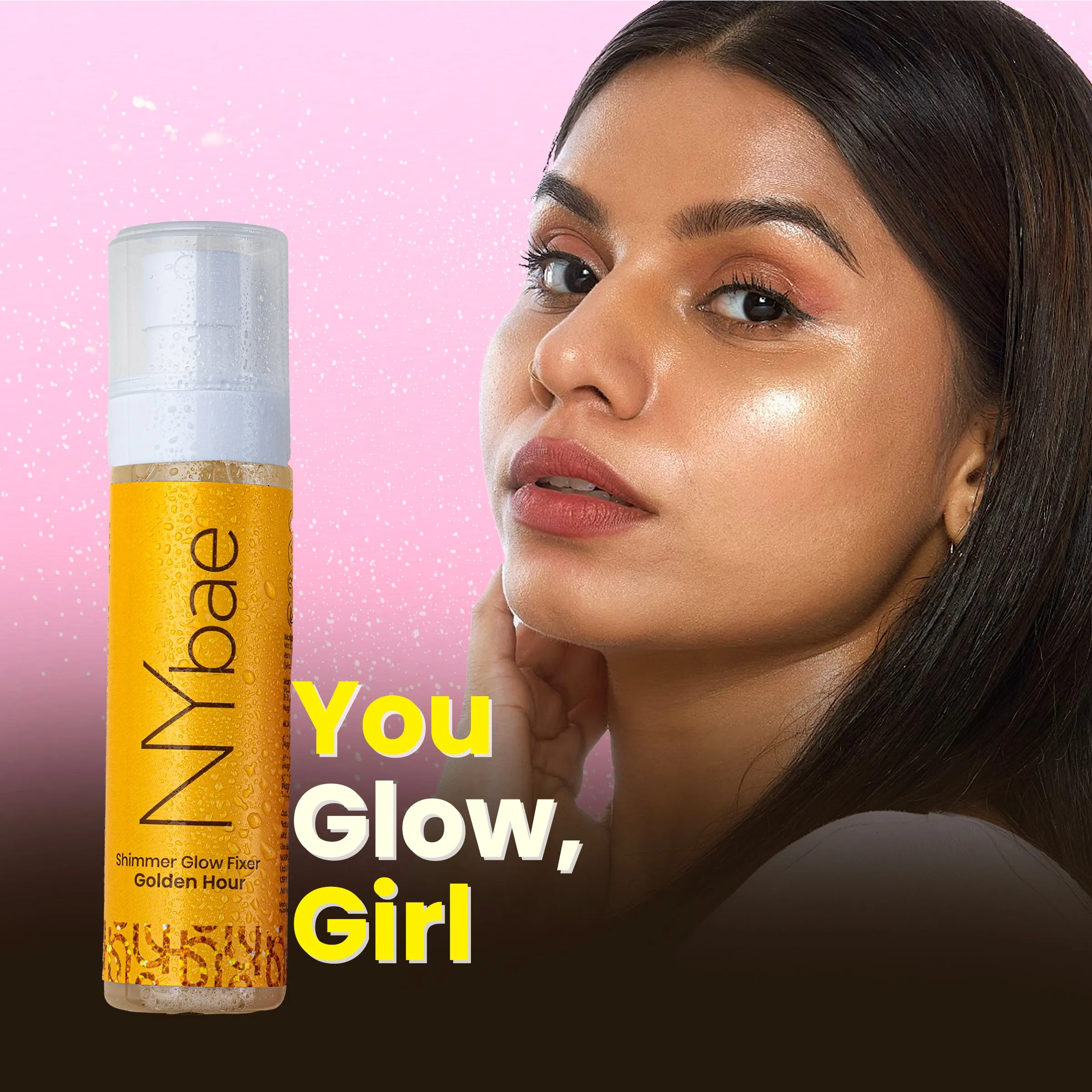 NY Bae Shimmer Glow Fixer - Golden Hour (110 ml) | Setting Spray | Gold Glow | Dewy Korean Skin | Makeup Fixer | Sets Makeup | Strobe Glow | Crease-Free
