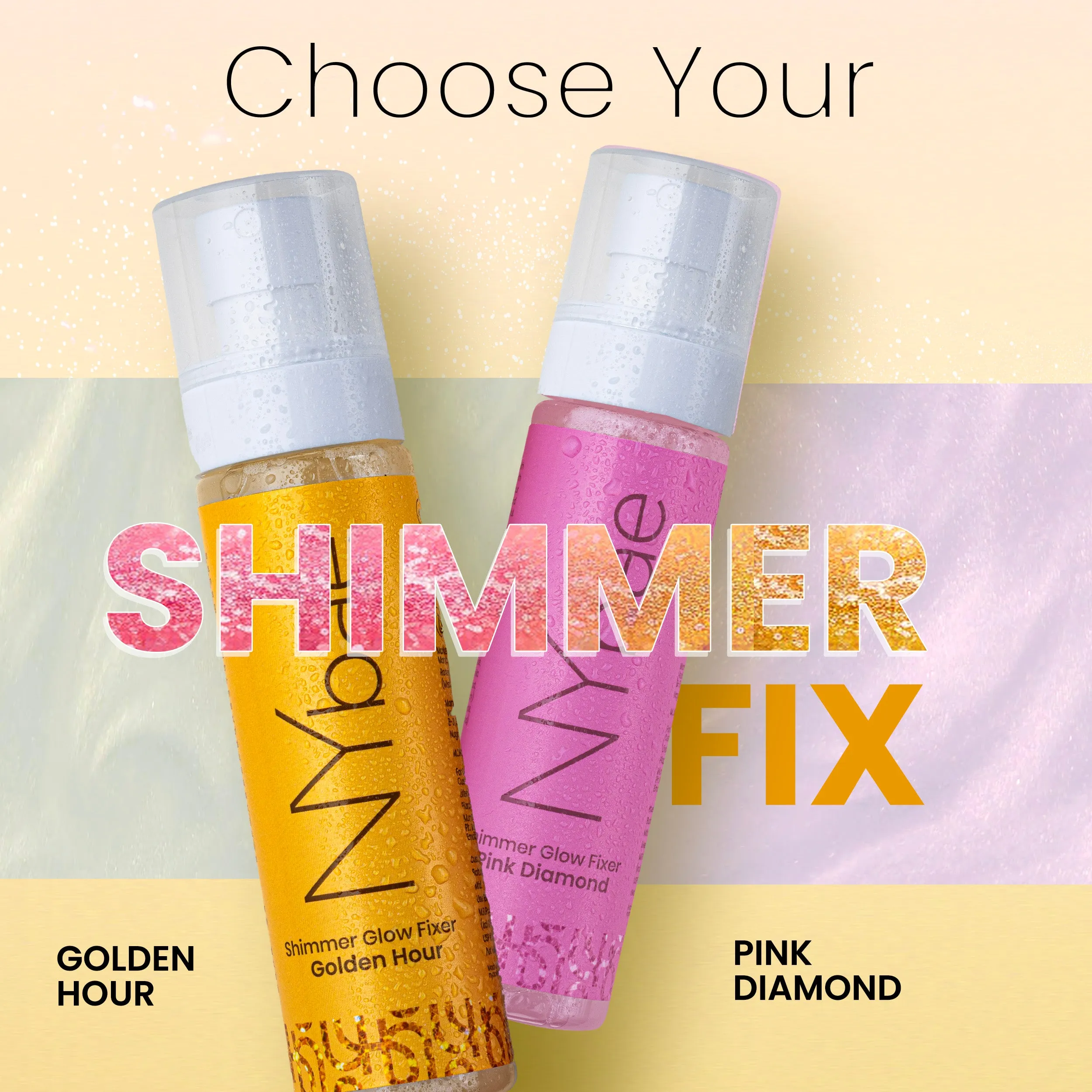 NY Bae Shimmer Glow Fixer - Golden Hour (110 ml) | Setting Spray | Gold Glow | Dewy Korean Skin | Makeup Fixer | Sets Makeup | Strobe Glow | Crease-Free