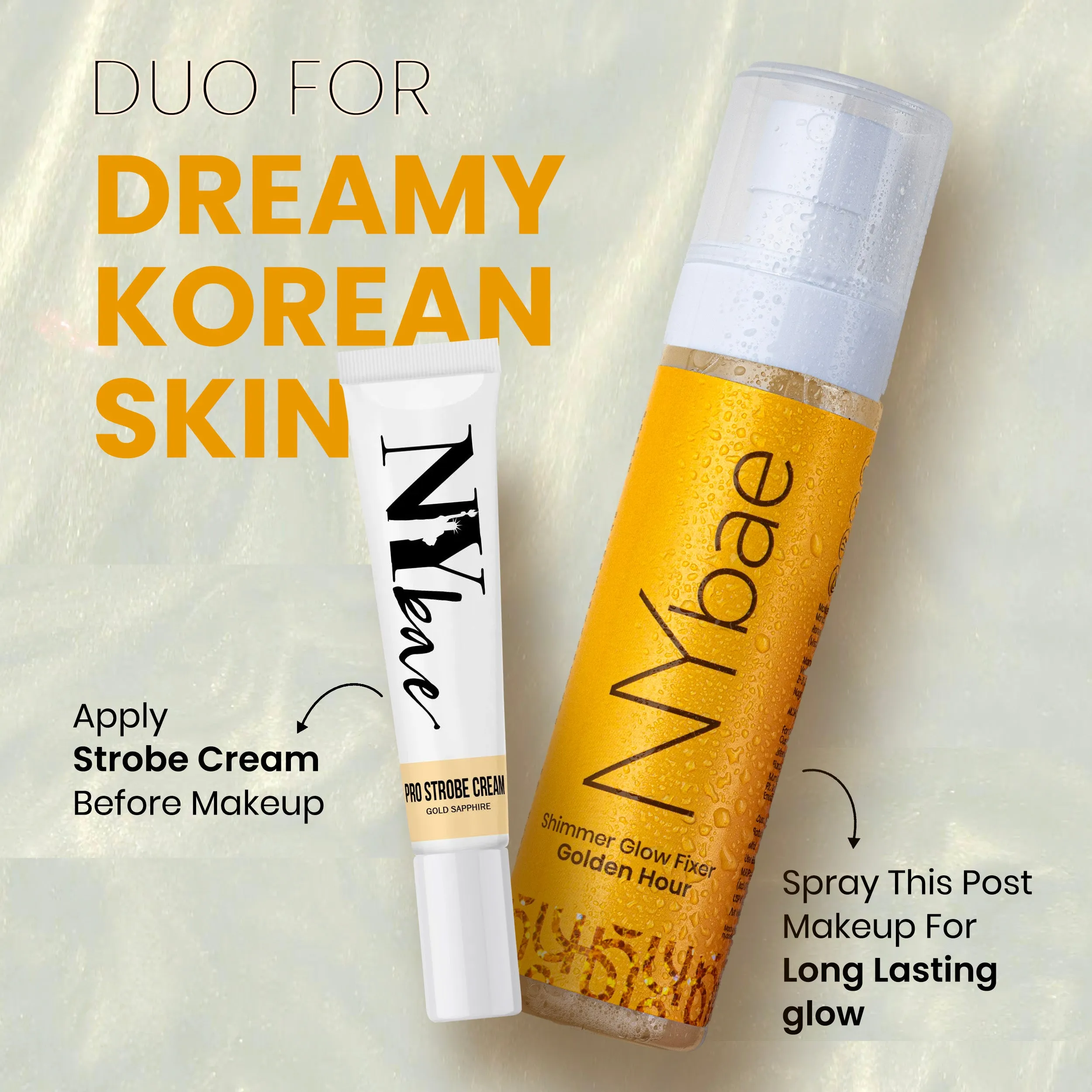 NY Bae Shimmer Glow Fixer - Golden Hour (110 ml) | Setting Spray | Gold Glow | Dewy Korean Skin | Makeup Fixer | Sets Makeup | Strobe Glow | Crease-Free