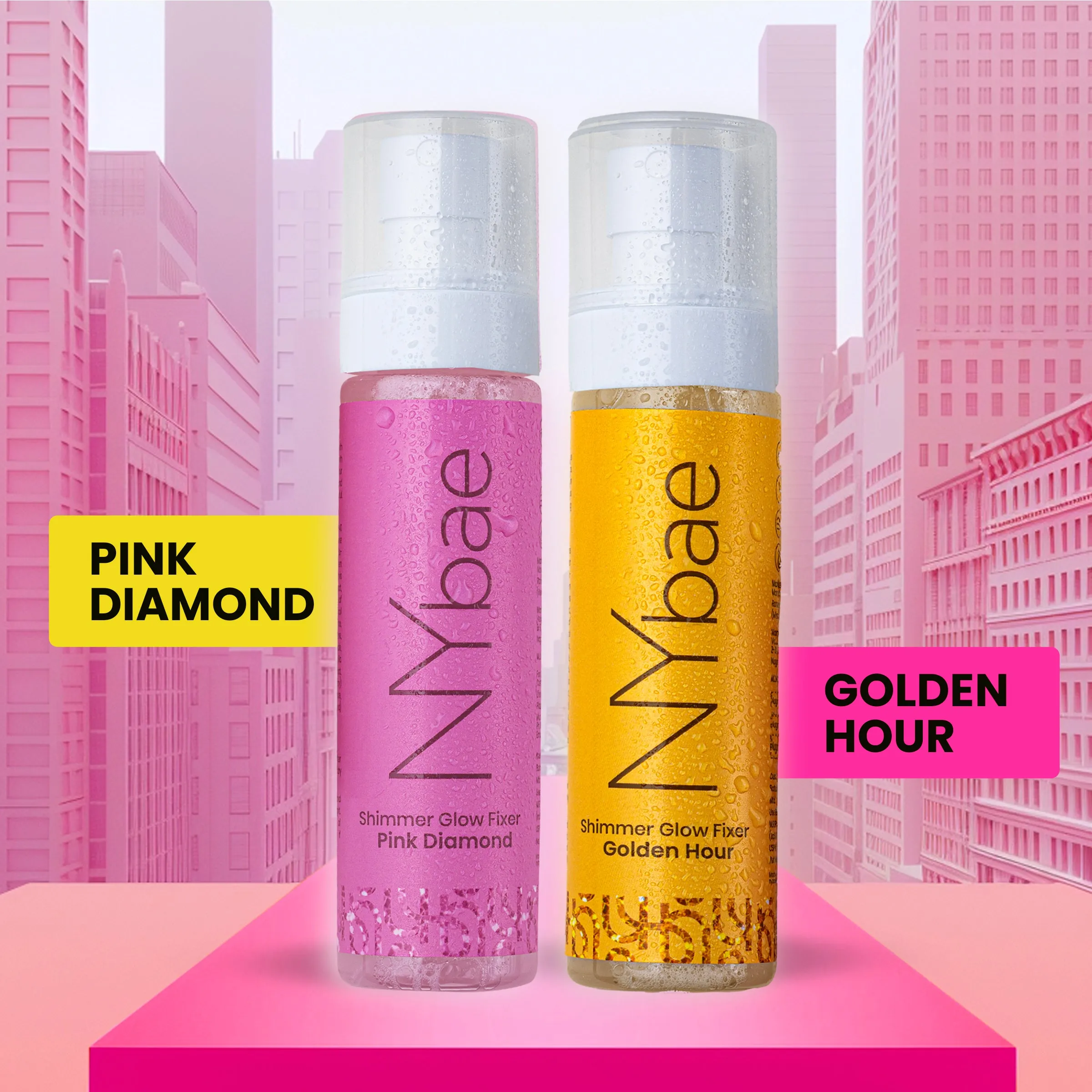 NY Bae Shimmer Glow Fixer - Golden Hour (110 ml) | Setting Spray | Gold Glow | Dewy Korean Skin | Makeup Fixer | Sets Makeup | Strobe Glow | Crease-Free