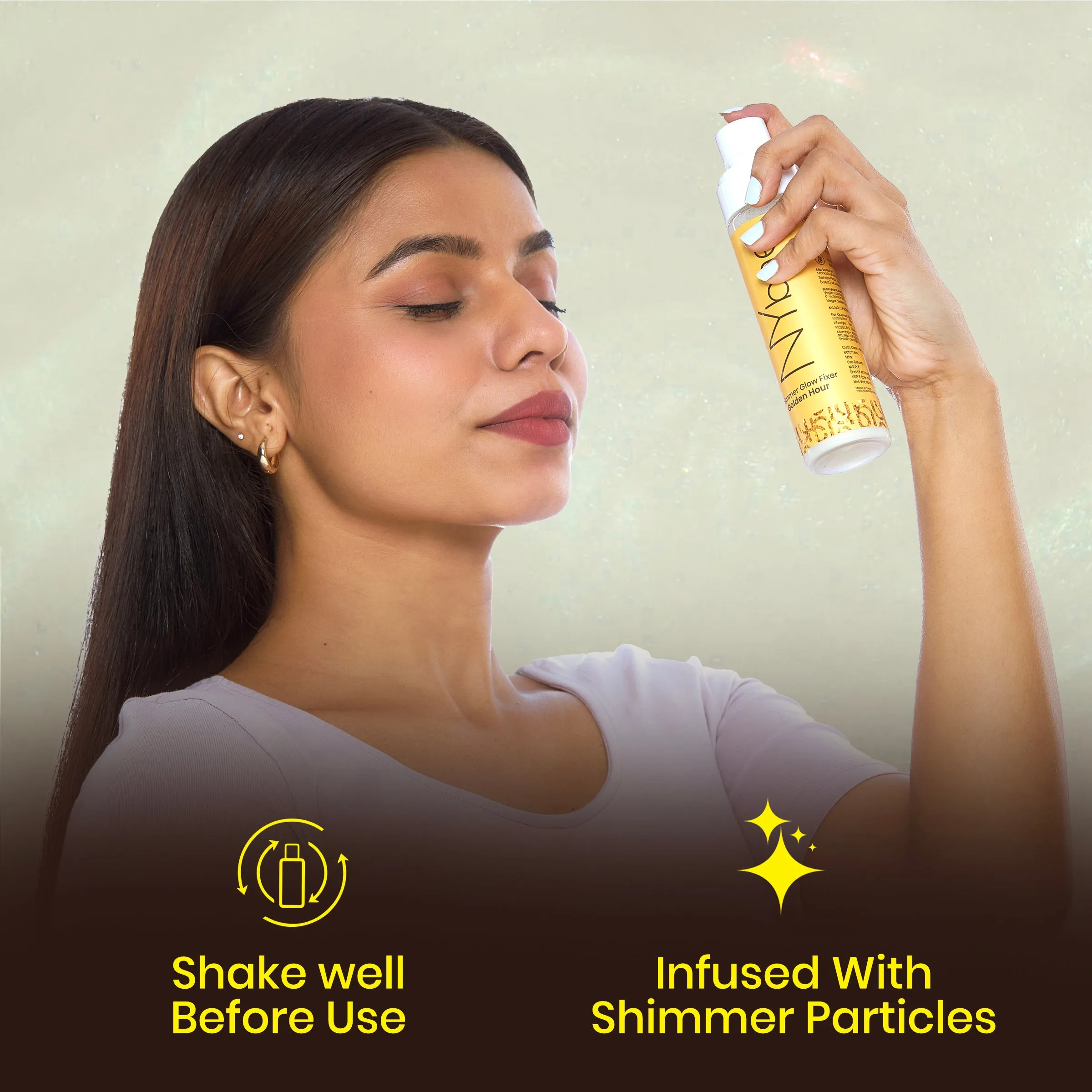 NY Bae Shimmer Glow Fixer - Golden Hour (110 ml) | Setting Spray | Gold Glow | Dewy Korean Skin | Makeup Fixer | Sets Makeup | Strobe Glow | Crease-Free