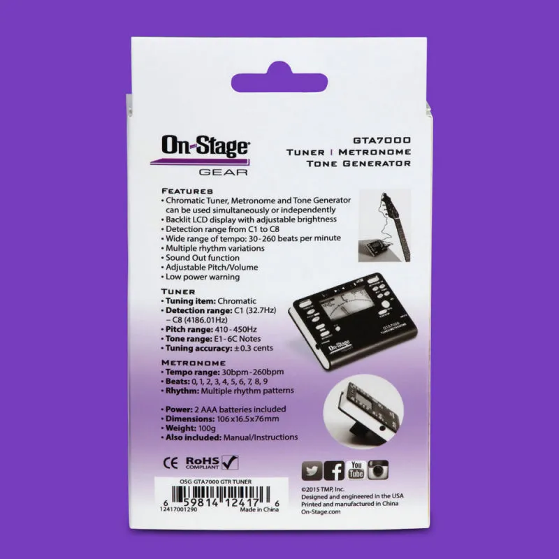 On-Stage GTA7000 Chromatic Tuner/Metronome/Tone Generator