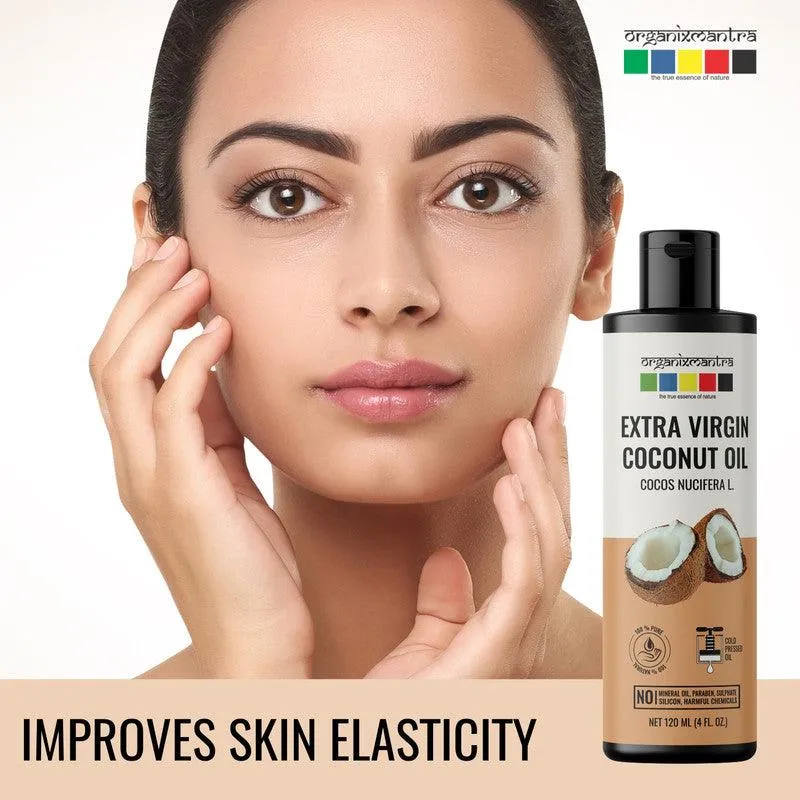 Organix Mantra Extra Virgin Coconut Oil for Hair, Body & Face Nourishment 100% Pure, Natural & Cold Pressed Organic Oil, 120ML x 2