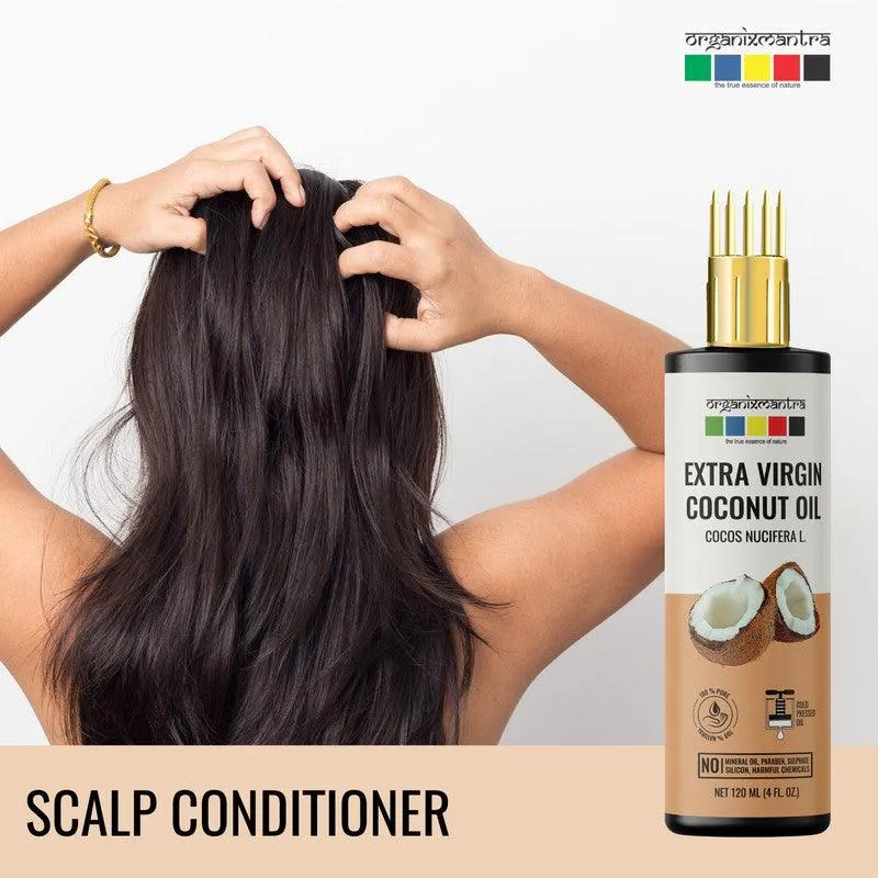 Organix Mantra Extra Virgin Coconut Oil for Hair, Body & Face Nourishment 100% Pure, Natural & Cold Pressed Organic Oil, 120ML x 2