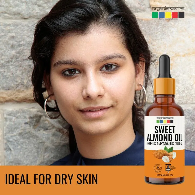 Organix Mantra Sweet Almond Oil for Hair, Body & Face Nourishment 100% Pure, Natural & Cold Pressed Organic Oil, 30ML