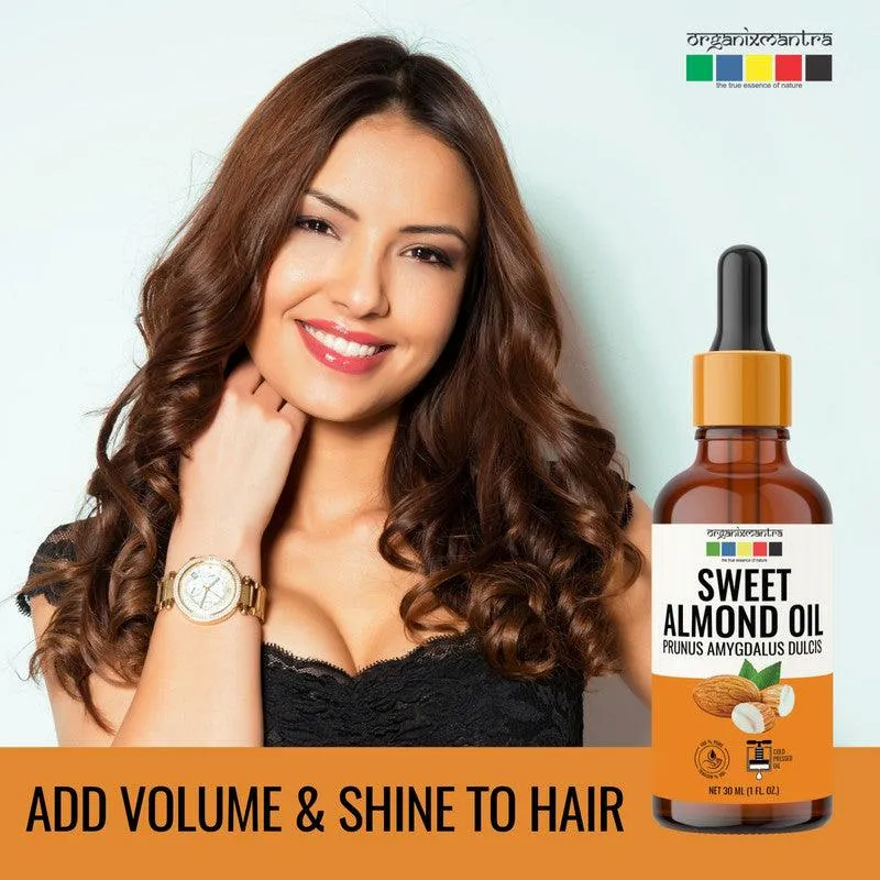 Organix Mantra Sweet Almond Oil for Hair, Body & Face Nourishment 100% Pure, Natural & Cold Pressed Organic Oil, 30ML