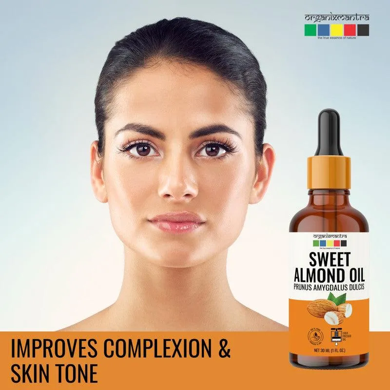 Organix Mantra Sweet Almond Oil for Hair, Body & Face Nourishment 100% Pure, Natural & Cold Pressed Organic Oil, 30ML