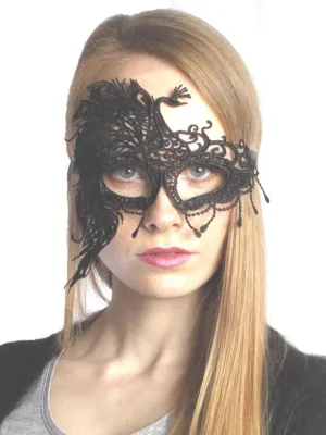 Peacock Lace Mask Black Ladies Girls Masquerade Venetian Fancy Dress Party Eye Mask
