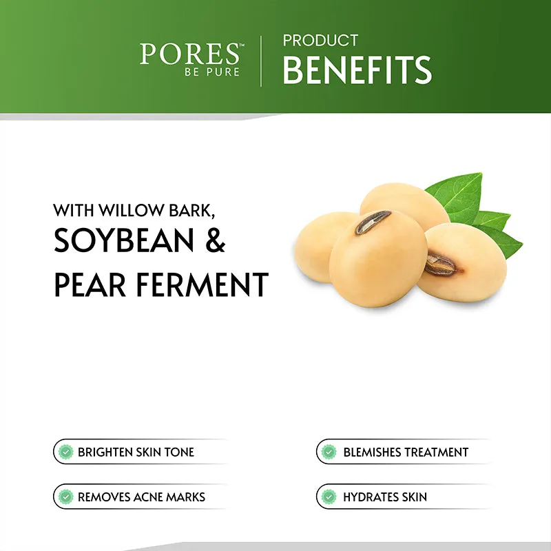 PORES Be Pure Anti Acne Face Serum With Willow Bark, Soybean & Pear Ferment 30ml
