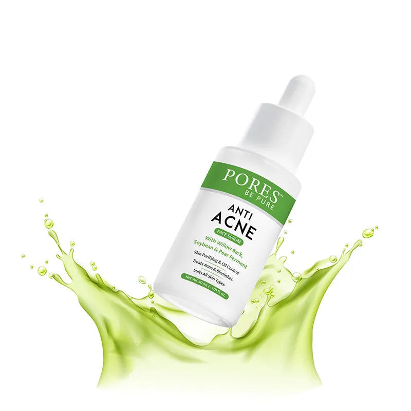 PORES Be Pure Anti Acne Face Serum With Willow Bark, Soybean & Pear Ferment 30ml