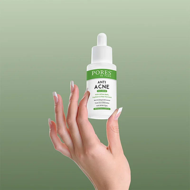 PORES Be Pure Anti Acne Face Serum With Willow Bark, Soybean & Pear Ferment 30ml