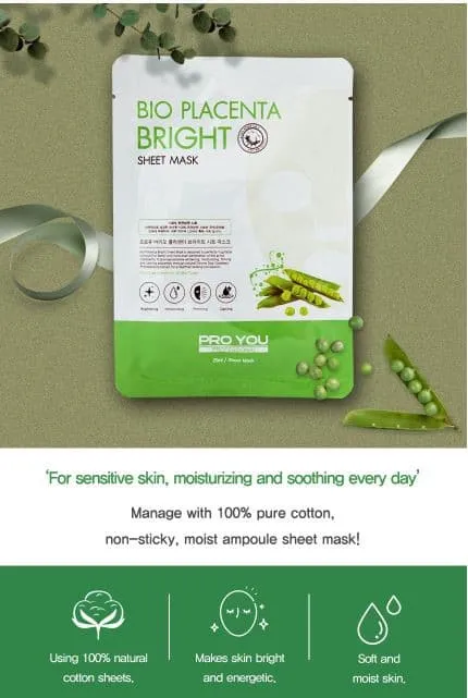PRO YOU Bio Placenta Bright Sheet Mask 1box 10ea