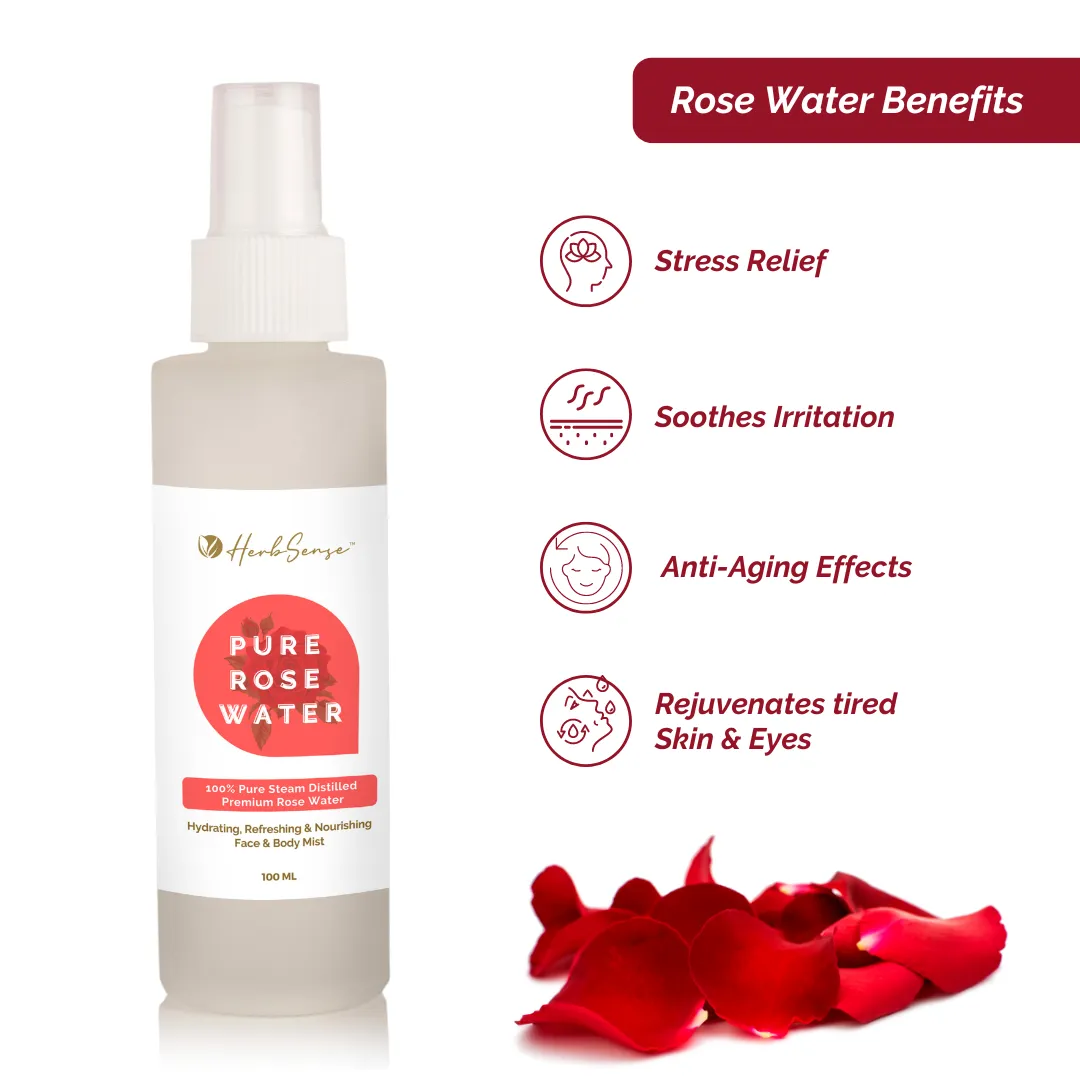 Pure Rose Water & Aloe Vera Gel Combo Pack, Hydrating & Refreshing Skin Care Combo,  Face Toner Mist, Aloe Gel 180gm   Rose Water 100ml