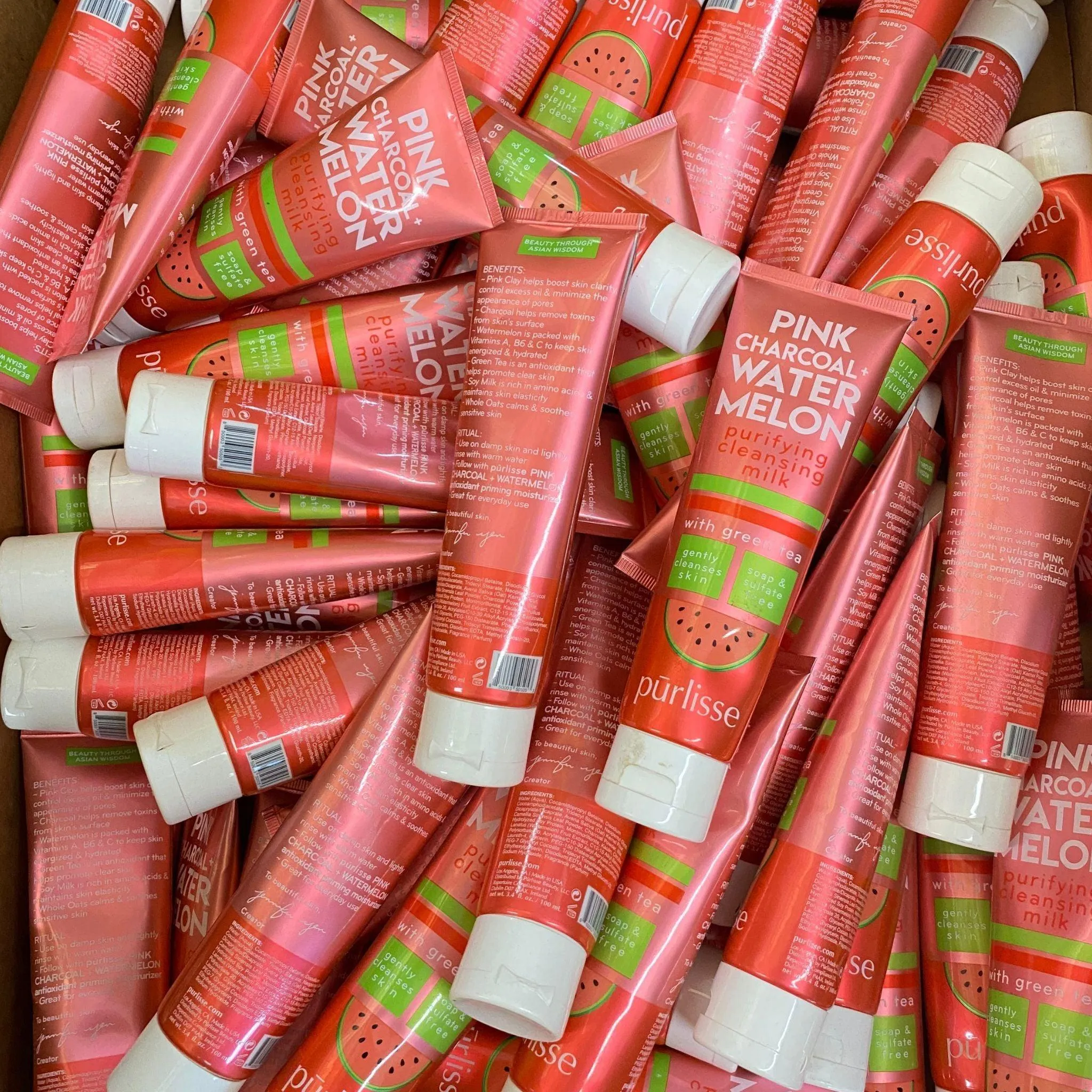 Purlisse Pink Charcoal   Watermelon Purifying Cleansing Milk 3.4OZ (55 Pcs Lot)