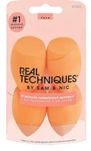 Real Techniques Miracle Complexion Beauty Sponge Makeup Blender, Set of 4